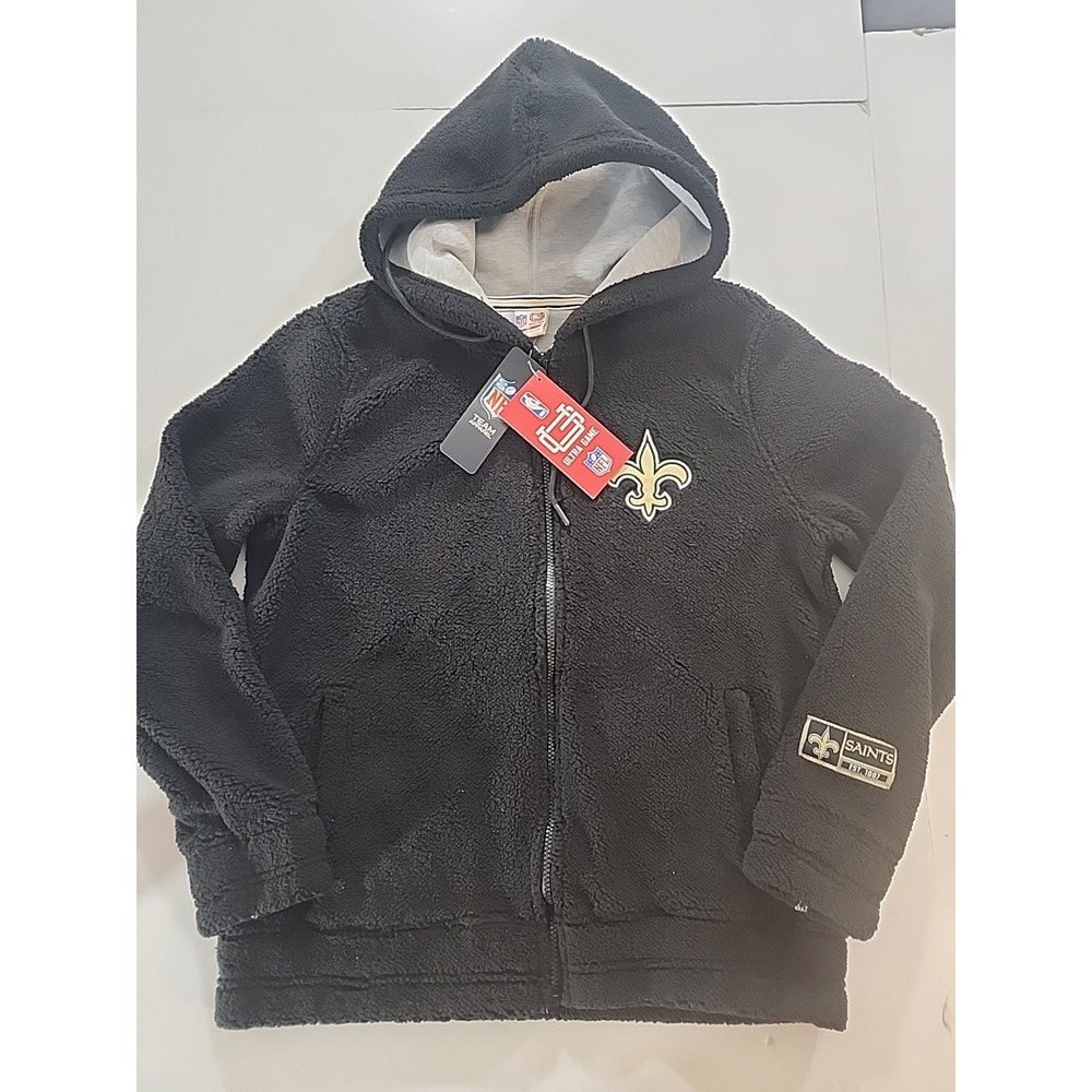 NFL New Orleans Saints Ultra Game Full-Zip Sherpa Fleece Hoodie Jacket Mens M